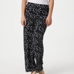 NWOT Issac Mizrahi Live! Pebble Knit Wide Leg Ditsy Printed Pants/Size L XL